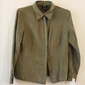 Allison Morgan ✤ Suede Collar Button Down Blouse